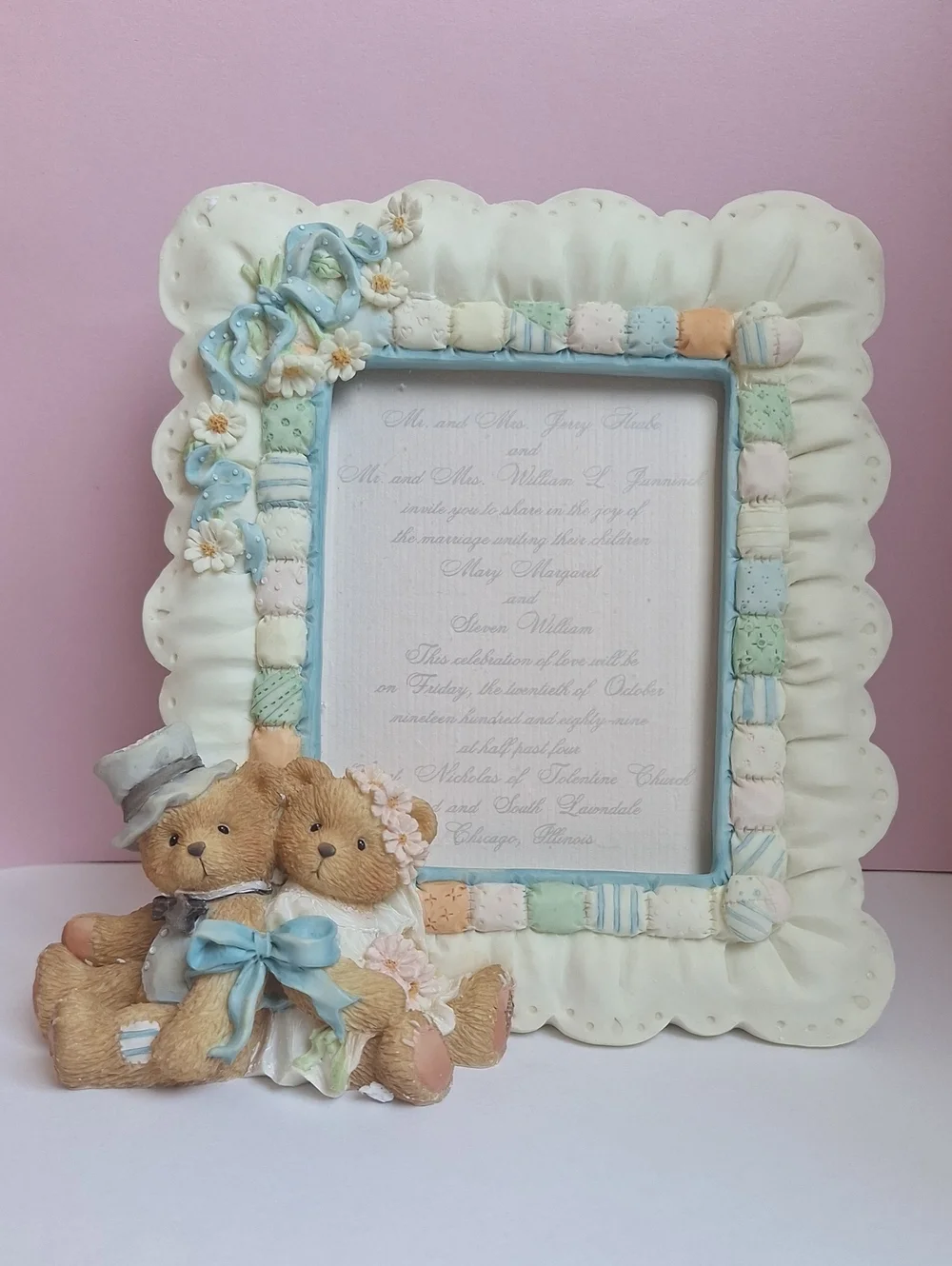 Cherished Teddies Bride And Groom Invitation Holder 627364